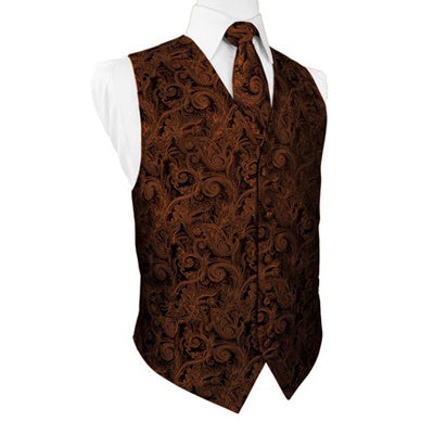 Cognac Tapestry Satin Tuxedo Vest