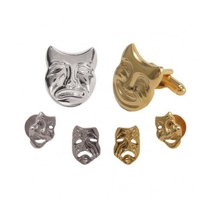 Comedy/Tragedy Mardi Gras Cufflinks and Studs Gold or Silver