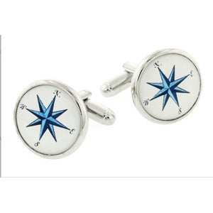 Compass Point Photostone Cufflinks Silver