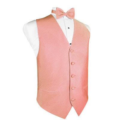 Coral Grid Pattern Tuxedo Vest