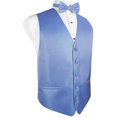 Cornflower Blue Herringbone Tuxedo Vest