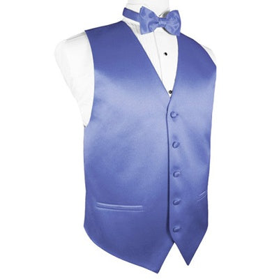 Cornflower Blue Satin Tuxedo Vest