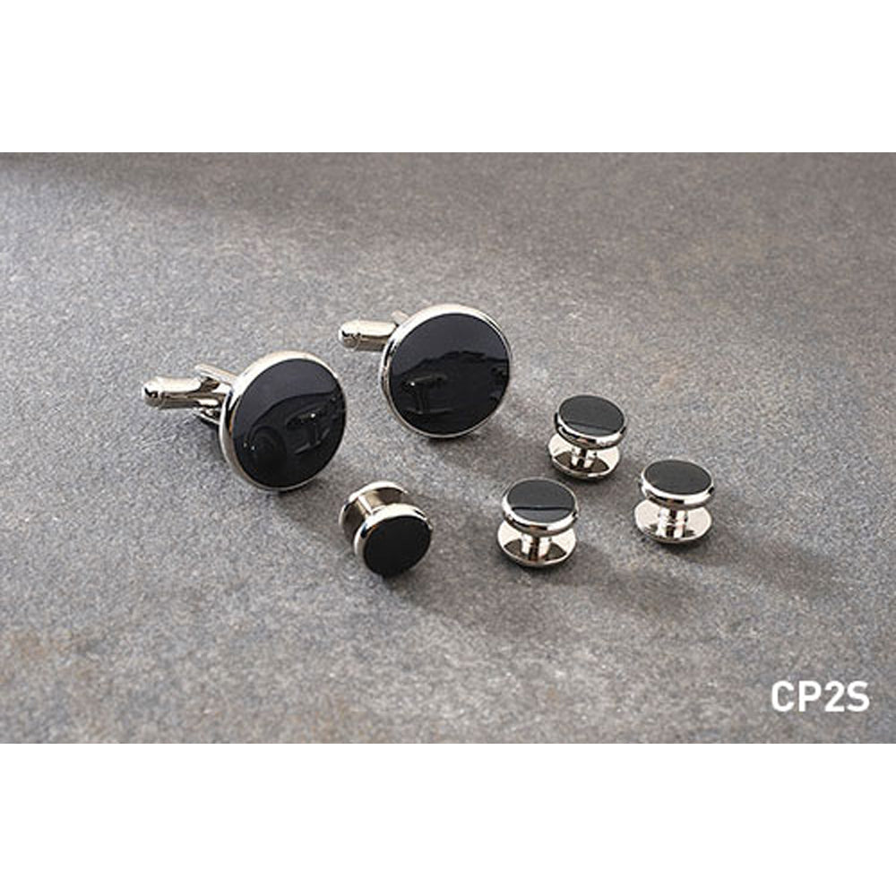 Black and Silver Studs and Cufflinks