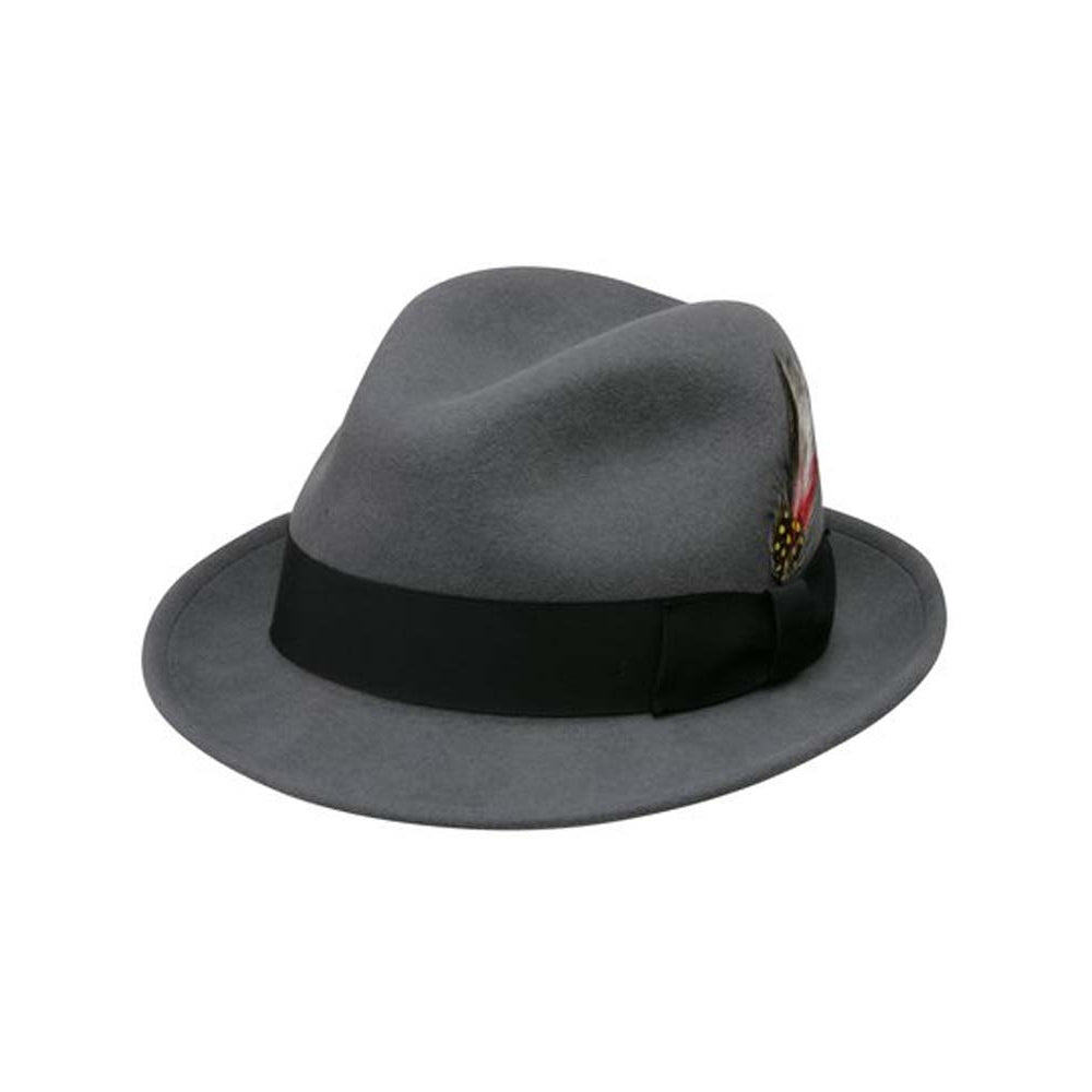 Deluxe Pinchfront Fedora Hat in Steel Grey with Black Band