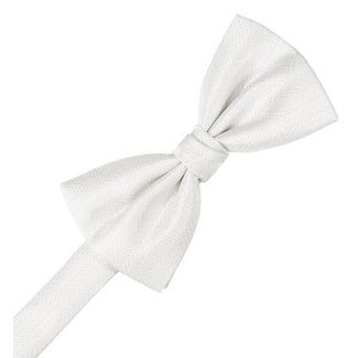 Diamond White Herringbone Pre-Tied Bow Tie