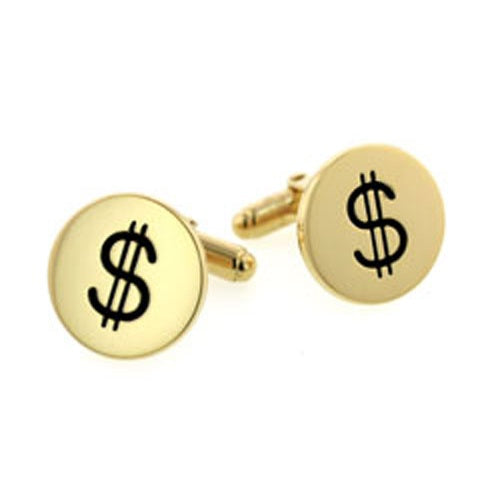 Gold Dollar Sign Cufflinks.