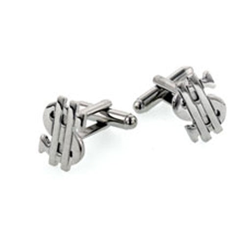 Cut Out Dollar Sign Cufflinks Silver