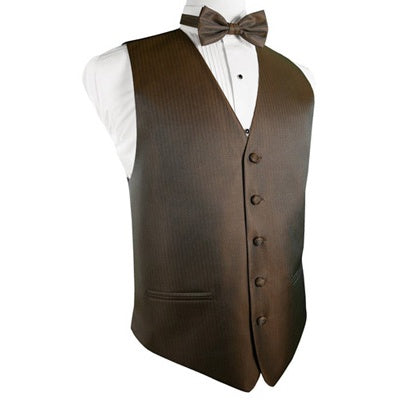 Espresso Brown Herringbone Tuxedo Vest
