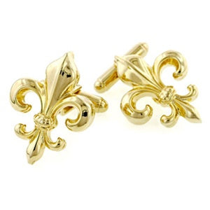 Fluer De Lis Large Smooth Finish Cufflinks Gold