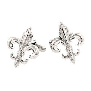 Fluer De Lis Large Smooth Finish Cufflinks Silver