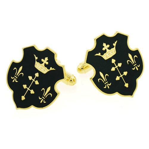 Fleur de Lis and Crown Cufflinks Gold