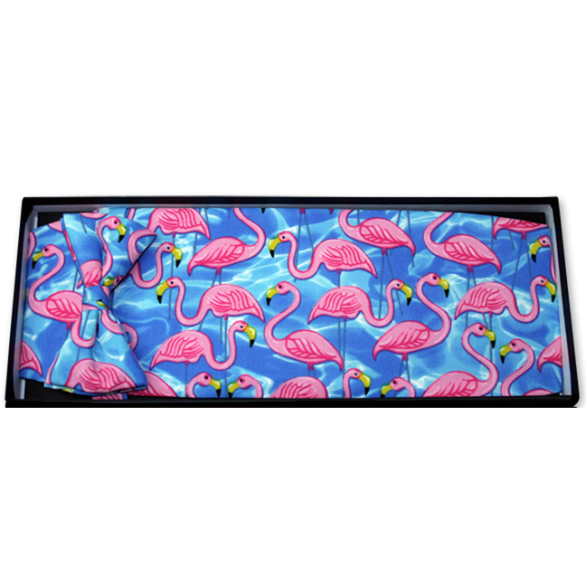 Pink Flamingo Bow Tie and Cummerbund Set