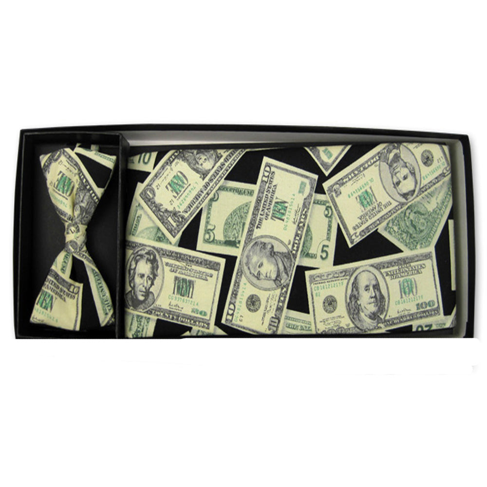 Funny Money Bow Tie and Cummerbund Set