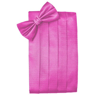 Fuchsia Herringbone Cummerbund and Bow Tie Set