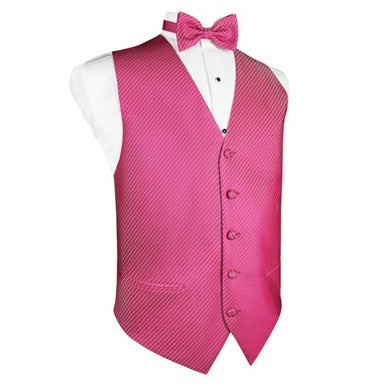 Fuchsia Grid Pattern Tuxedo Vest