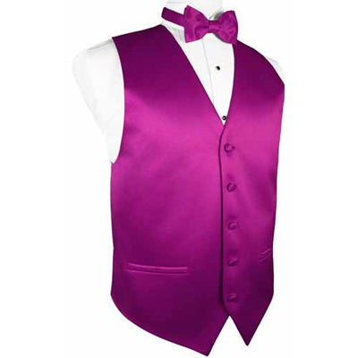 Fuchsia Satin Tuxedo Vest