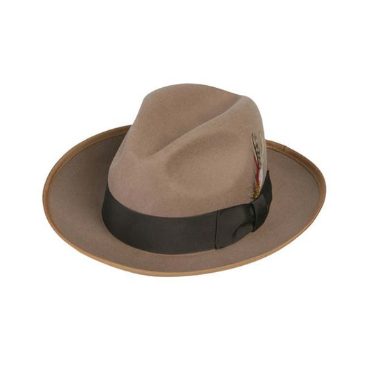 Deluxe Gangster Fedora Hat in Camel/Tan