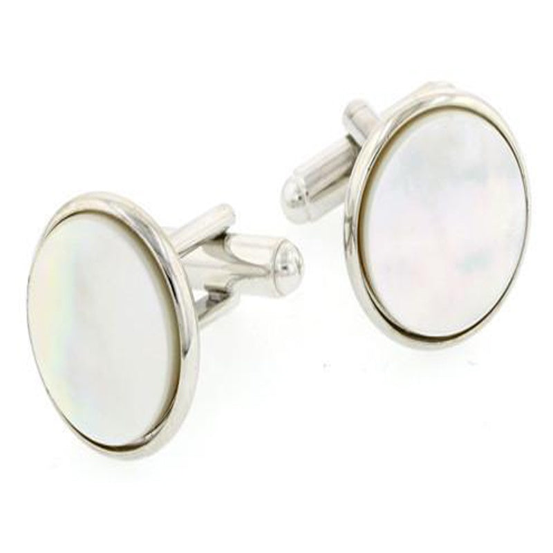 Genuine Mother of Pearl Cufflinks in Silver