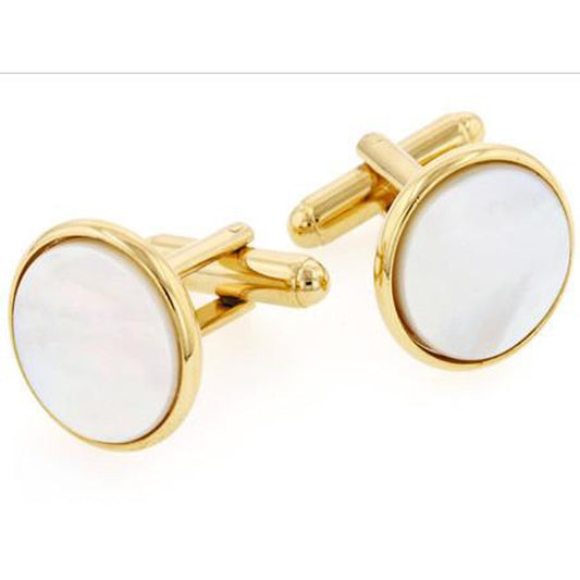 Genuine Mother of Pearl Cufflinks in Gold