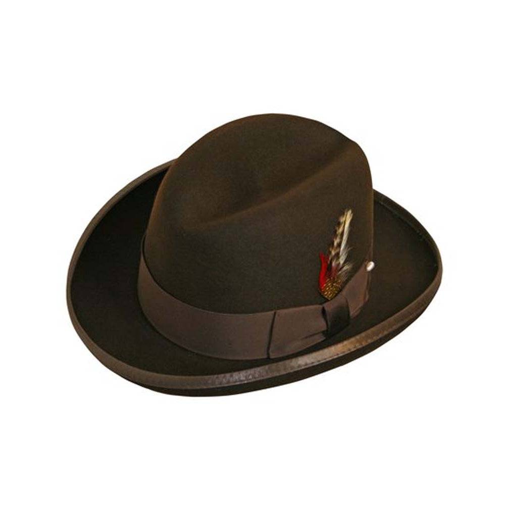 Deluxe Godfather Homburg Fedora in Fall Brown