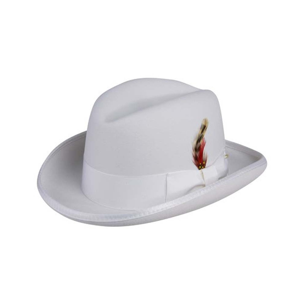 Deluxe Godfather Homburg Fedora in White