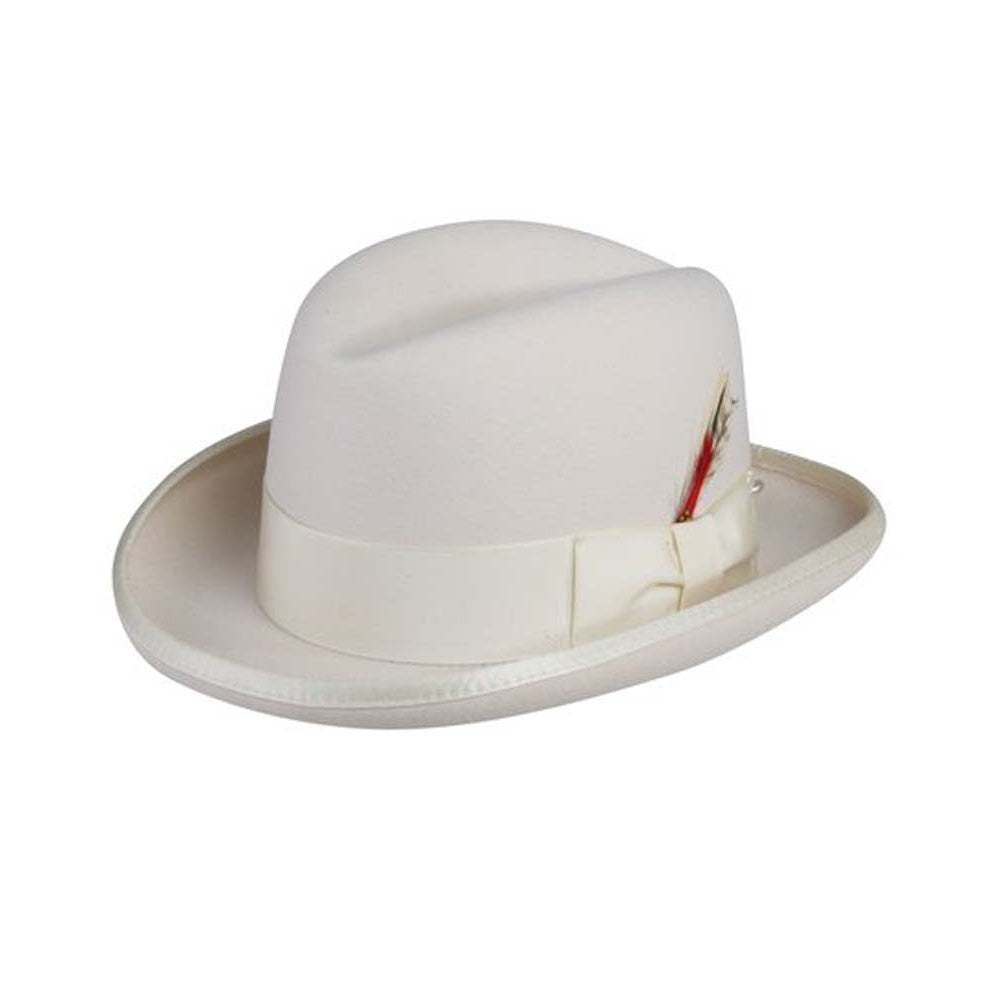 Deluxe Godfather Homburg Fedora in Ivory