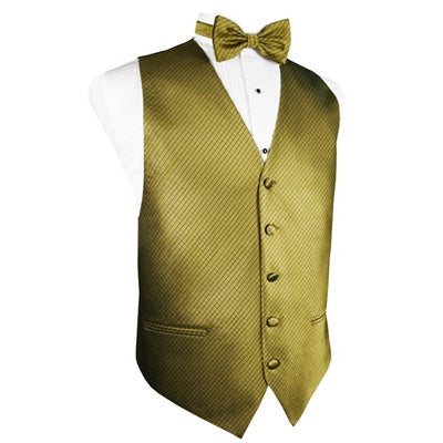 Gold Grid Pattern Tuxedo Vest