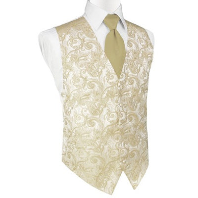 Golden Tapestry Satin Tuxedo Vest