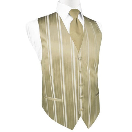 Golden Striped Satin Tuxedo Vest