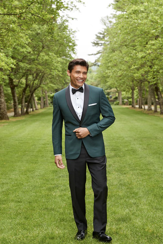 Ultra Slim One Button Green with Black Shawl Lapel Tuxedo Jacket