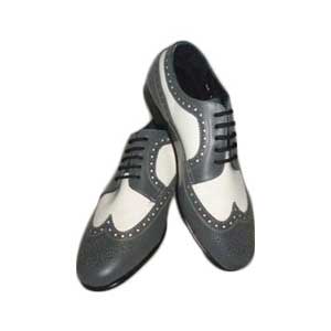 Grey And White Wing Tip Dress Shoes