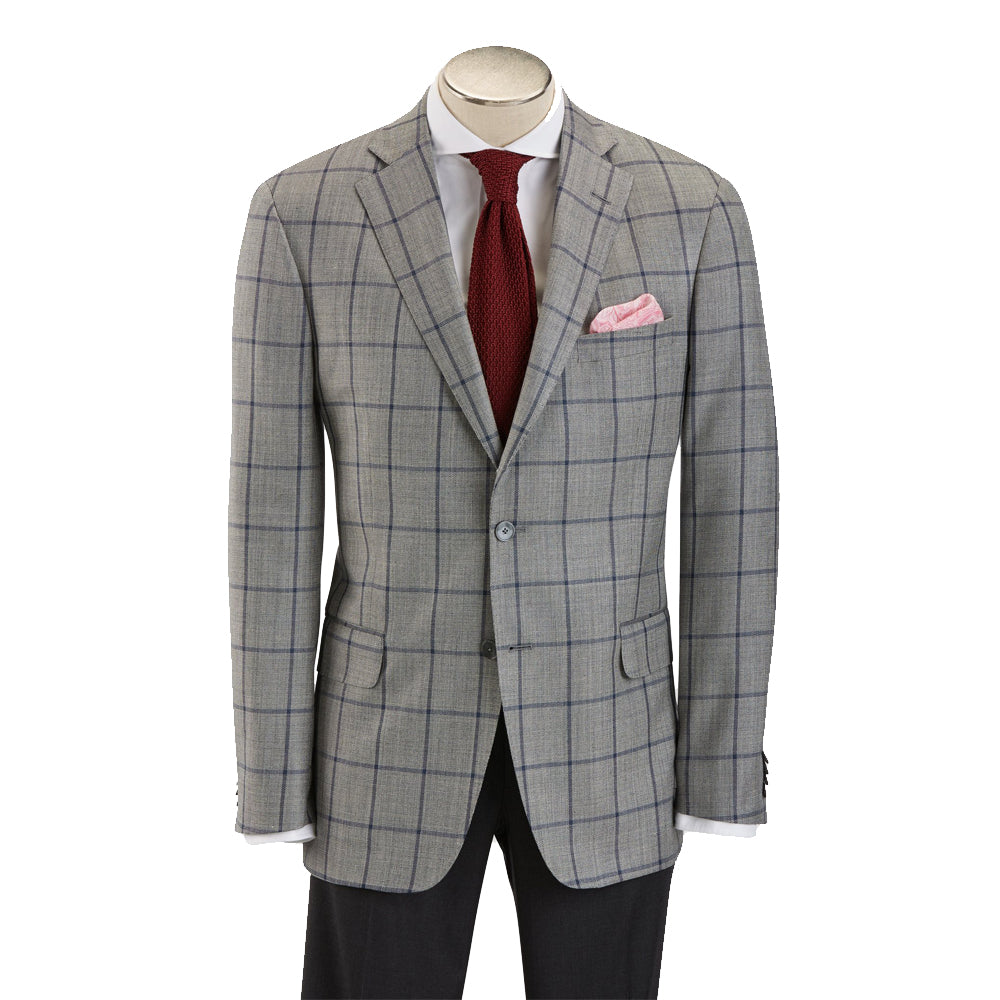 Hardwick Modern Fit Grey with Navy Windowpane Sport Coat