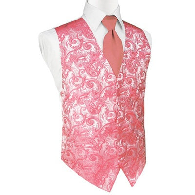 Guava Tapestry Satin Tuxedo Vest