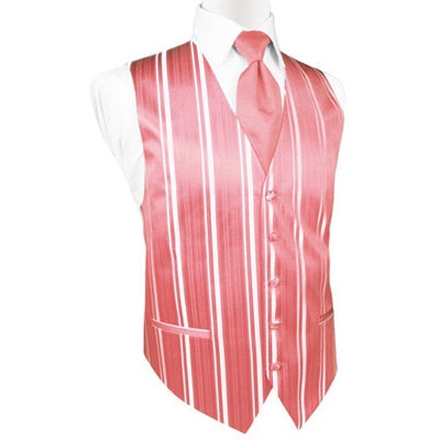 Guava Striped Satin Tuxedo Vest