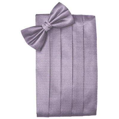 Heather Purple Herringbone Cummerbund and Bow Tie Set