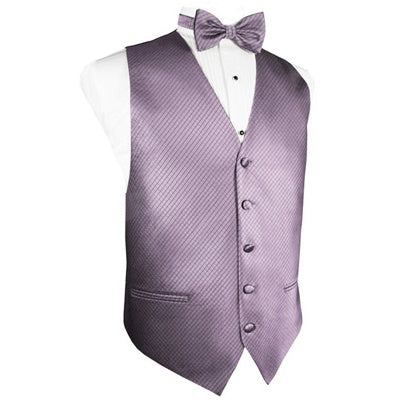 Heather Purple Grid Pattern Tuxedo Vest