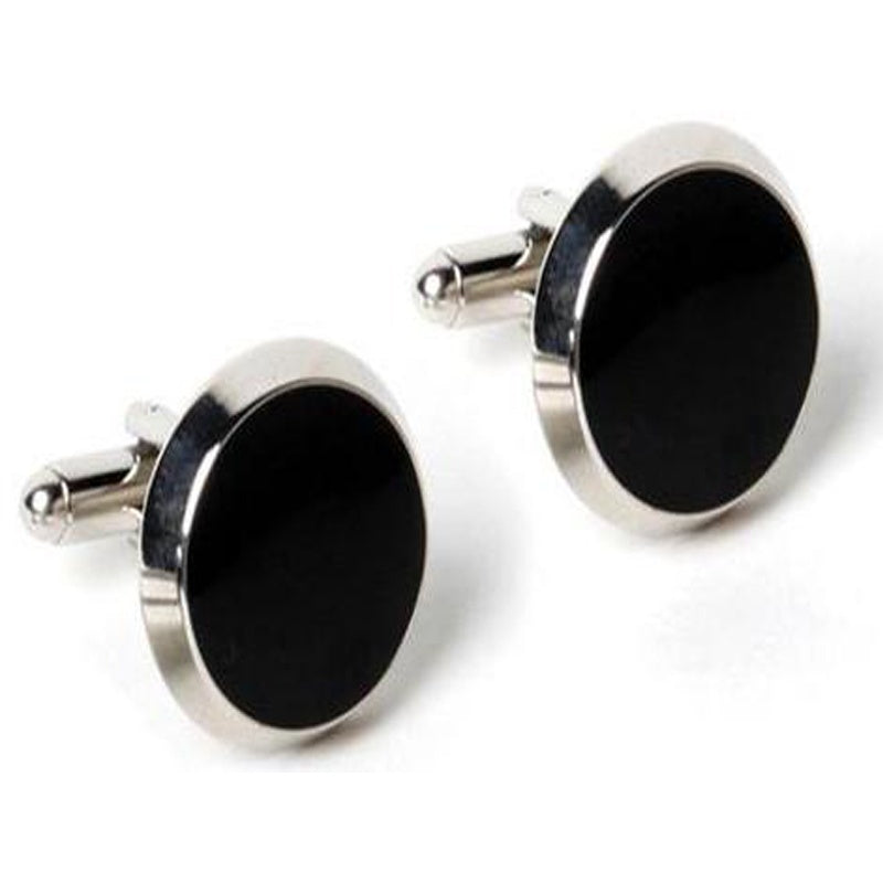 Heavy Setting Faux Onyx Cufflinks Silver