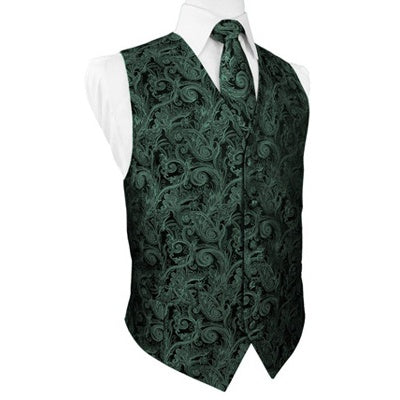 Holly Green Tapestry Satin Tuxedo Vest