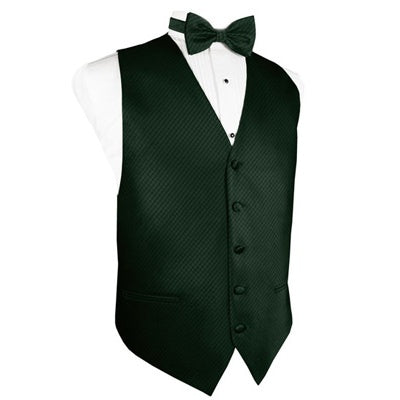 Hunter Green Grid Pattern Tuxedo Vest