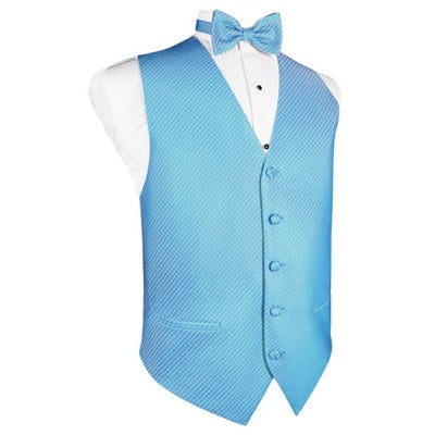 Blue Ice Grid Pattern Tuxedo Vest