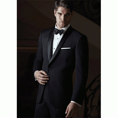 Ike Behar Black One Button Slim Fit Tuxedo with Shawl Lapel