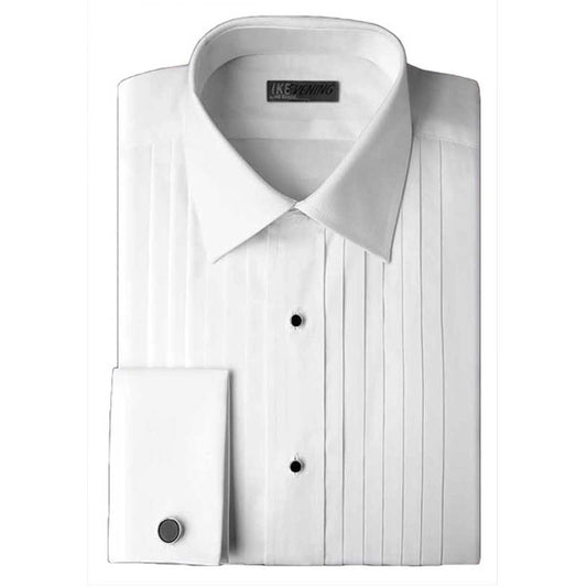 White Ike Behar Laydown Collar with 1/2 Inch Pleats Tuxedo Shirt