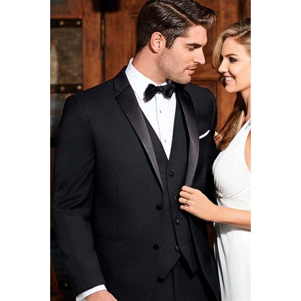 Ike Behar Black Slim Fit Tuxedo with Notch Lapel