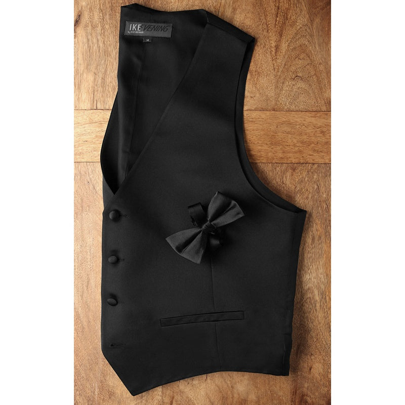 Ike Behar Black Wool Tuxedo Vest