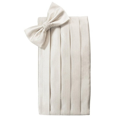 Ivory Faille Silk Cummerbund and Bow Tie Set