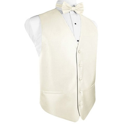 Ivory Herringbone Tuxedo Vest