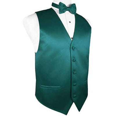 Jade Teal Satin Tuxedo Vest