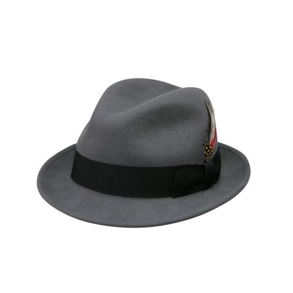 Deluxe Jake Crushable Pinchfront Fedora in Grey with Black Band