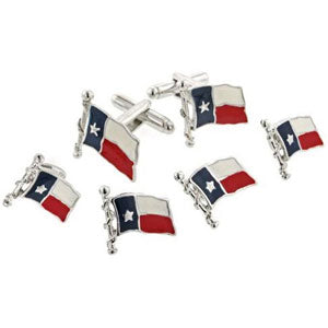 Texas Flag Tuxedo Cufflinks and Studs Silver