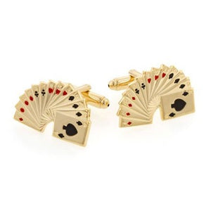 Hand of Cards Cufflinks Gold